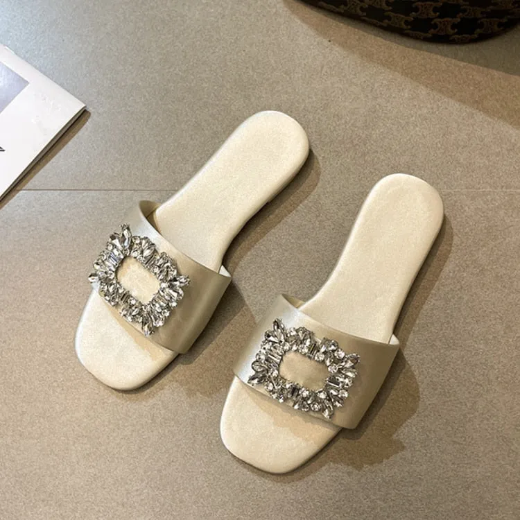 Cleo Rhinestone Embellishment Satin Slippers - 6 Colors