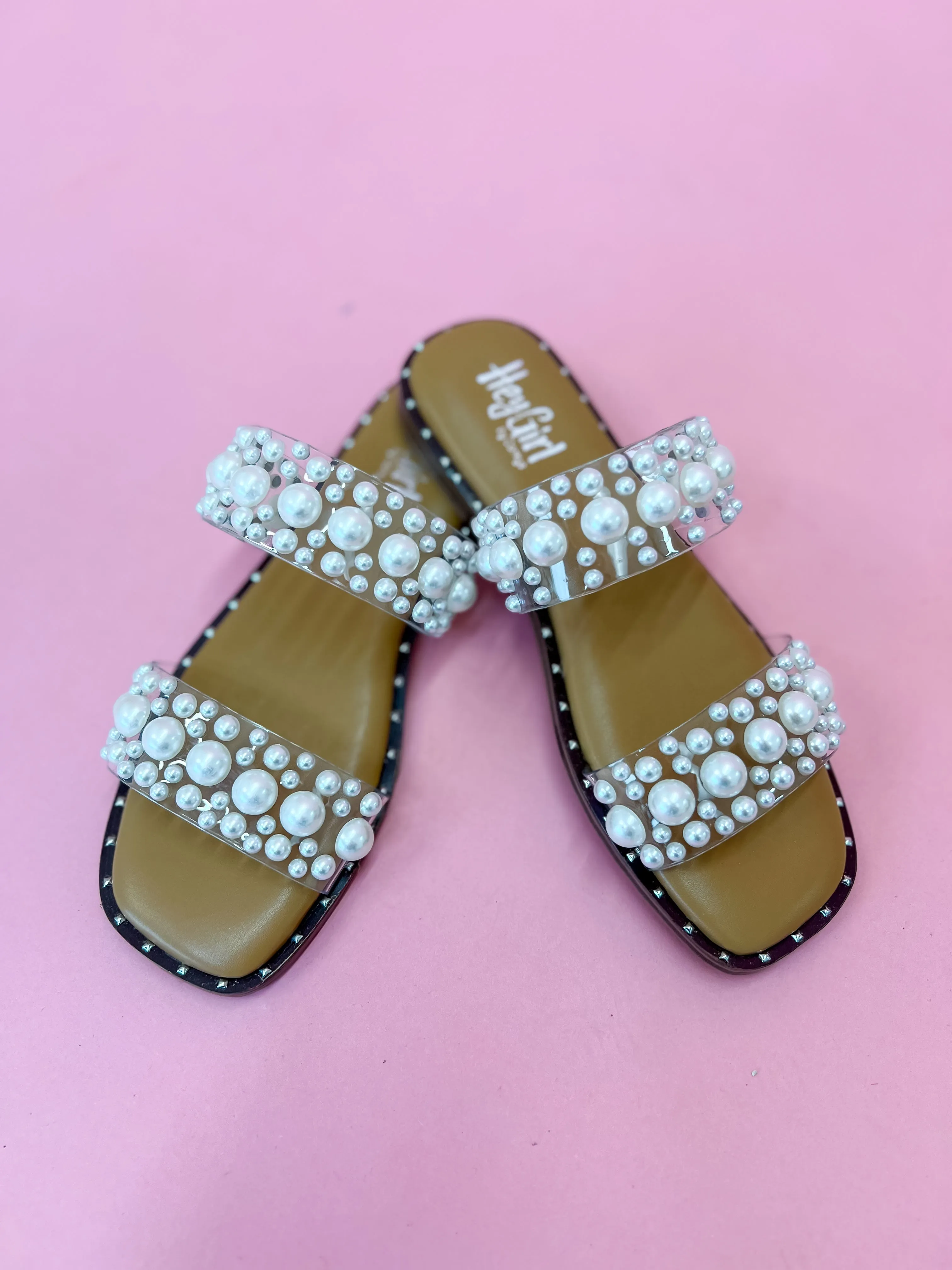 [Corky's] Mamma Mia Sandal - Clear With Pearls