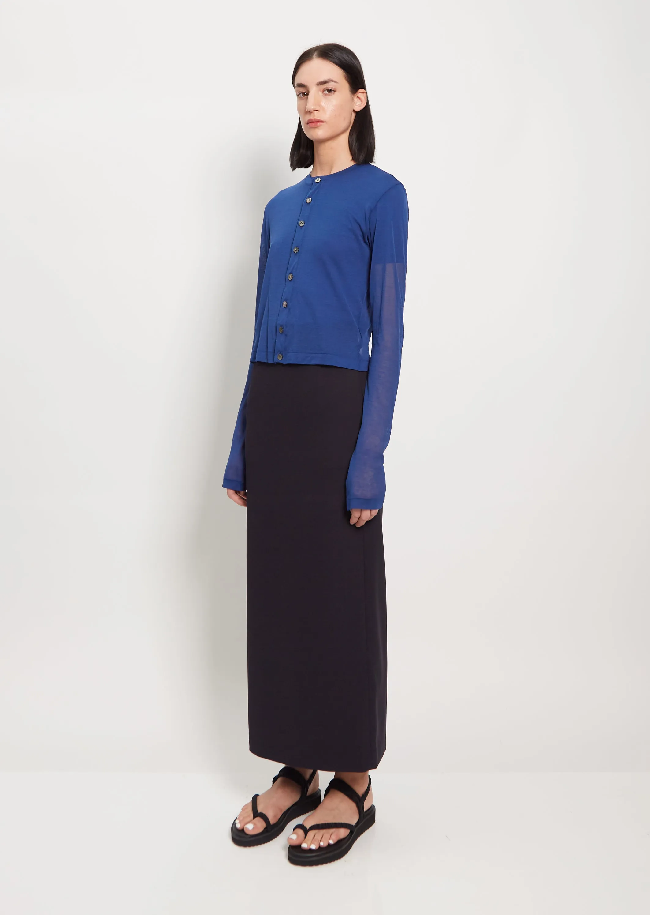 Cotton Gauze Cardigan — Blue
