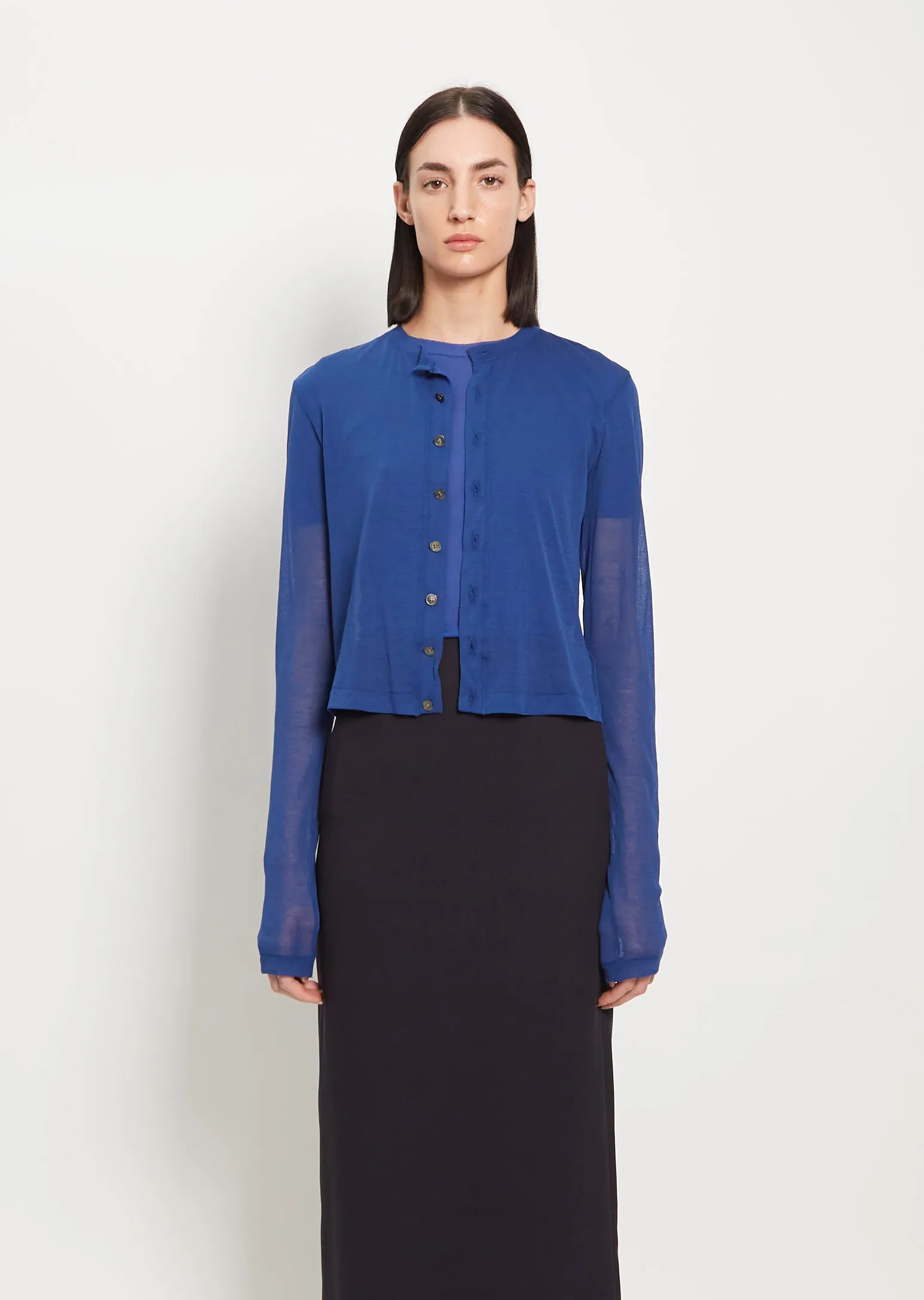 Cotton Gauze Cardigan — Blue