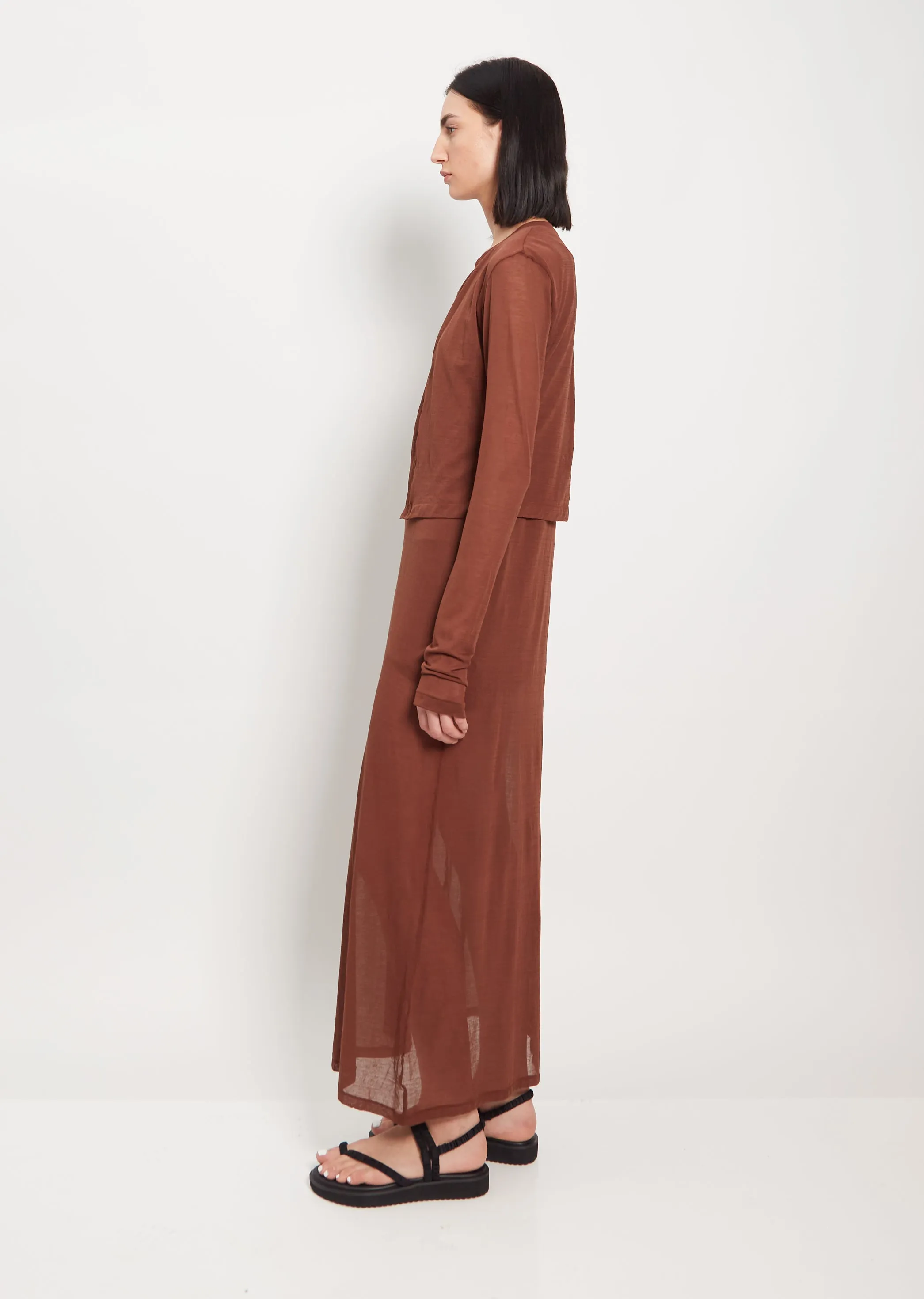 Cotton Gauze Cardigan — Brown