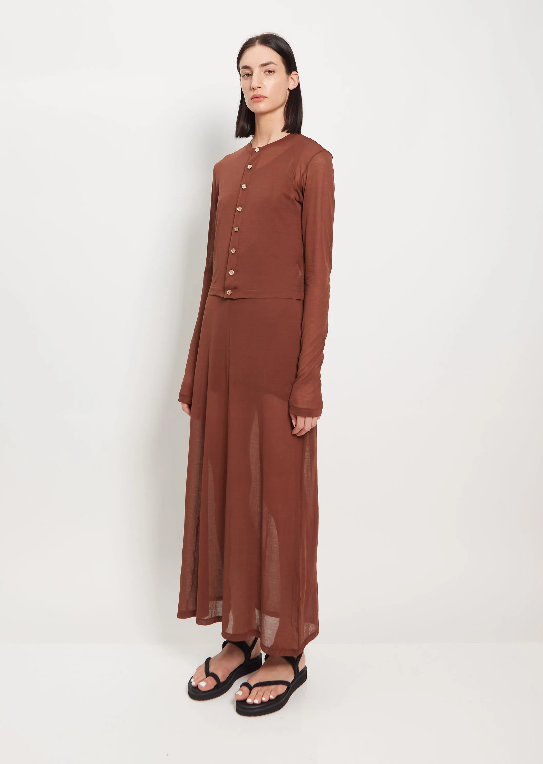 Cotton Gauze Cardigan — Brown