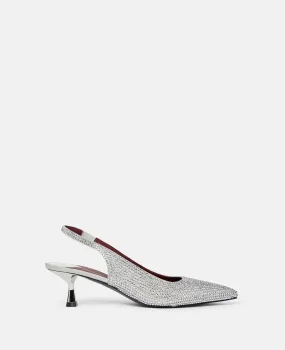 Crystal-Embellished Kitten Heel Slingbacks