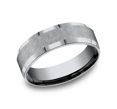 Designer 7mm Tantalum Swirl Finish Beveled Edge