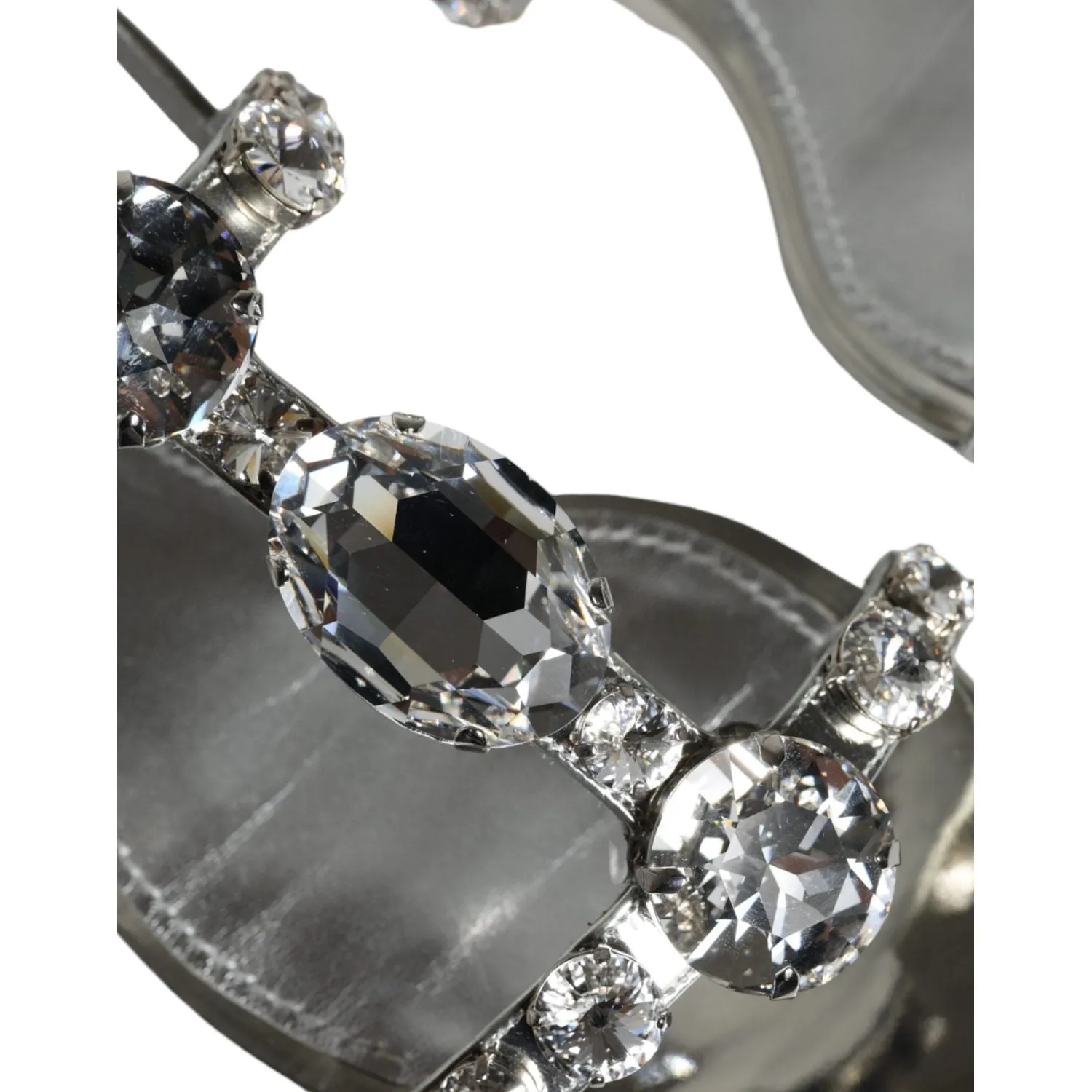 Dolce & Gabbana Silver Crystal Sandals Flats Flip Flops Shoes