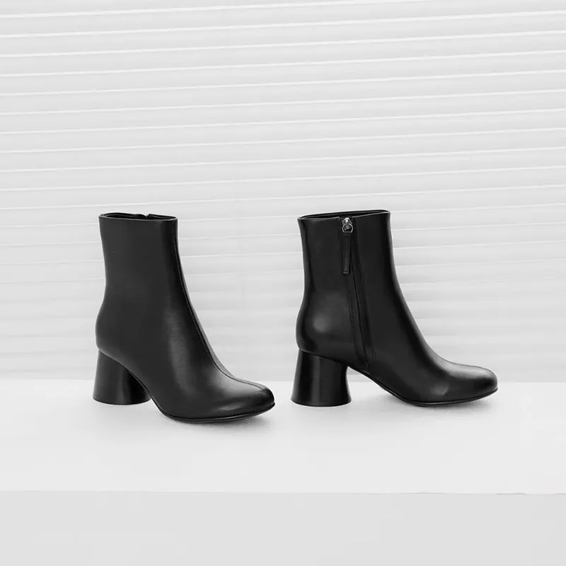 Elegant Ankle Boots with 100% Sheepskin Lining High Heel Side Zipper Slimming Boots