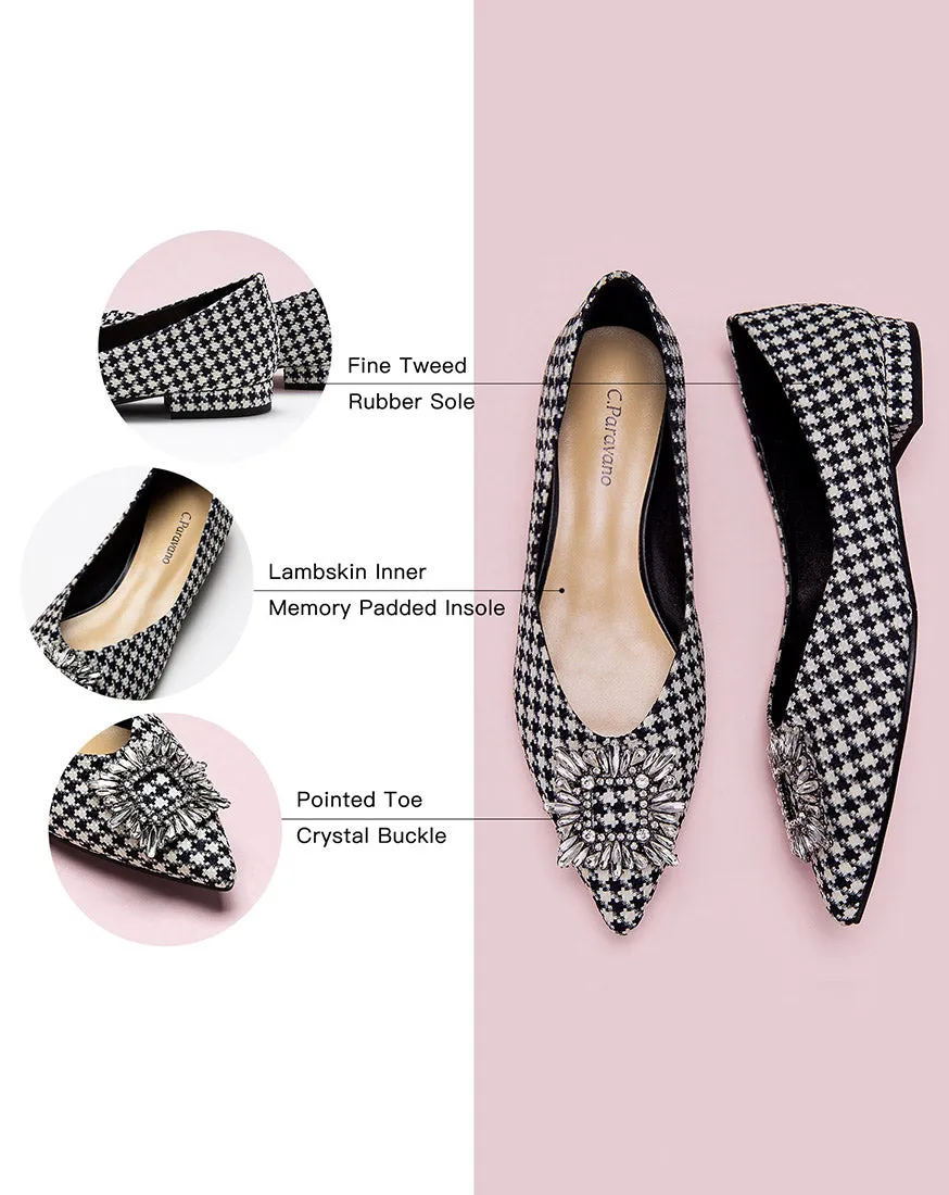 Embellished Tweed Flats Houndstooth