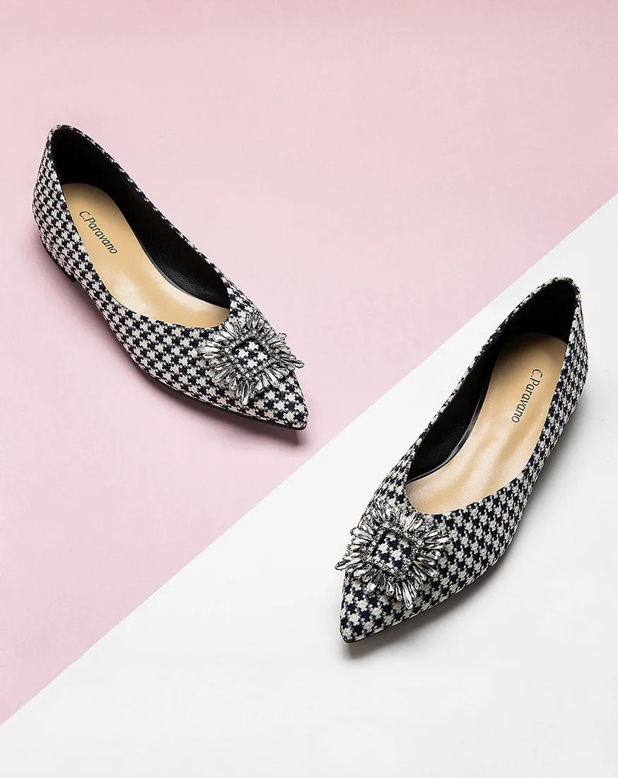 Embellished Tweed Flats Houndstooth