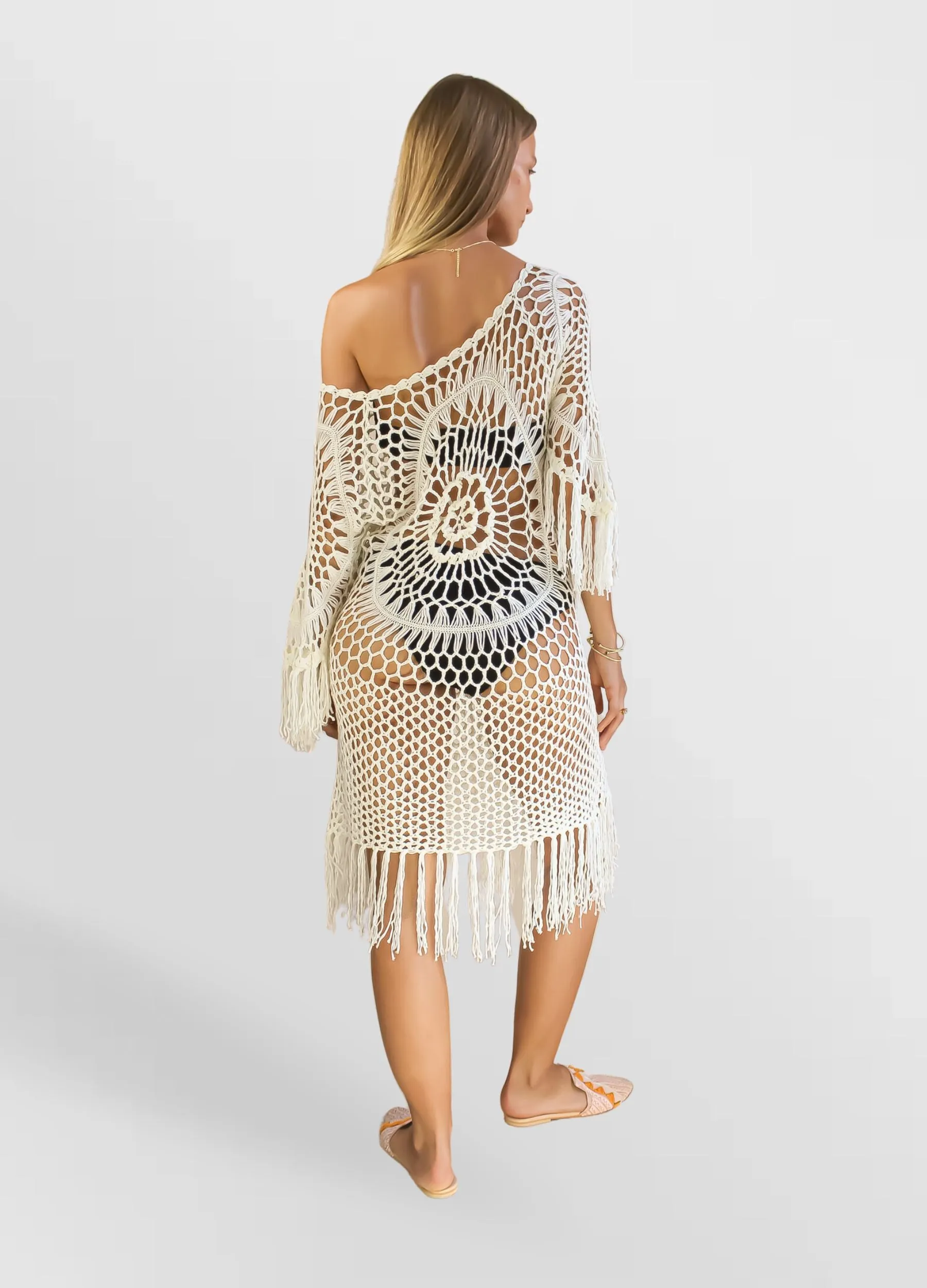Eva Crochet Off-White Dress