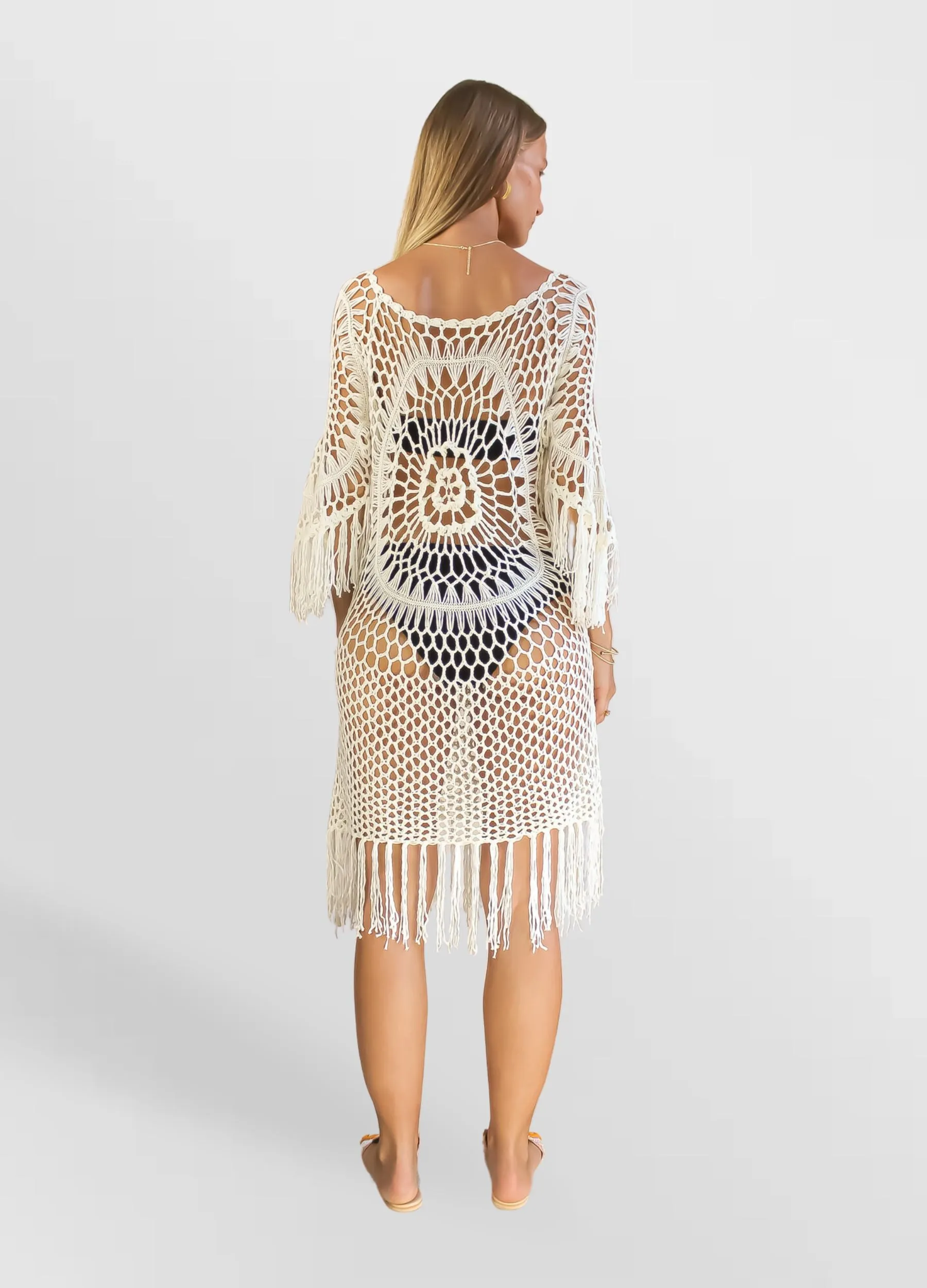 Eva Crochet Off-White Dress