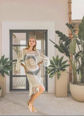 Eva Crochet Off-White Dress