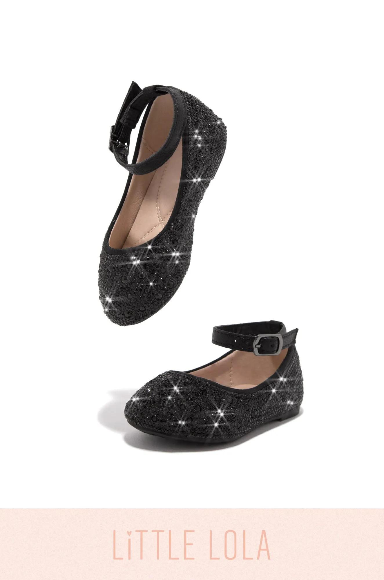 Flower Girl Kids Embellished Flats - Black