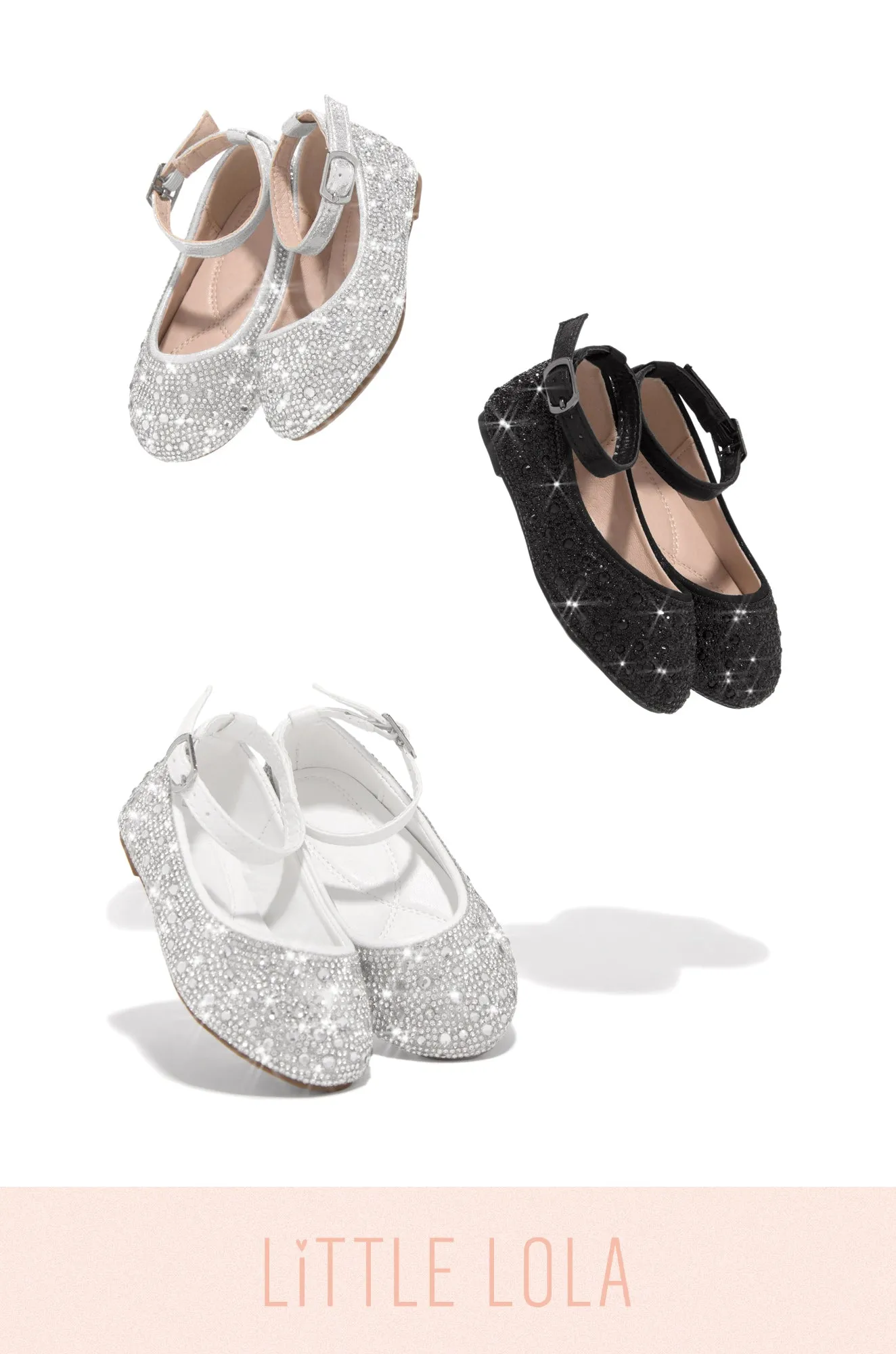 Flower Girl Kids Embellished Flats - Black