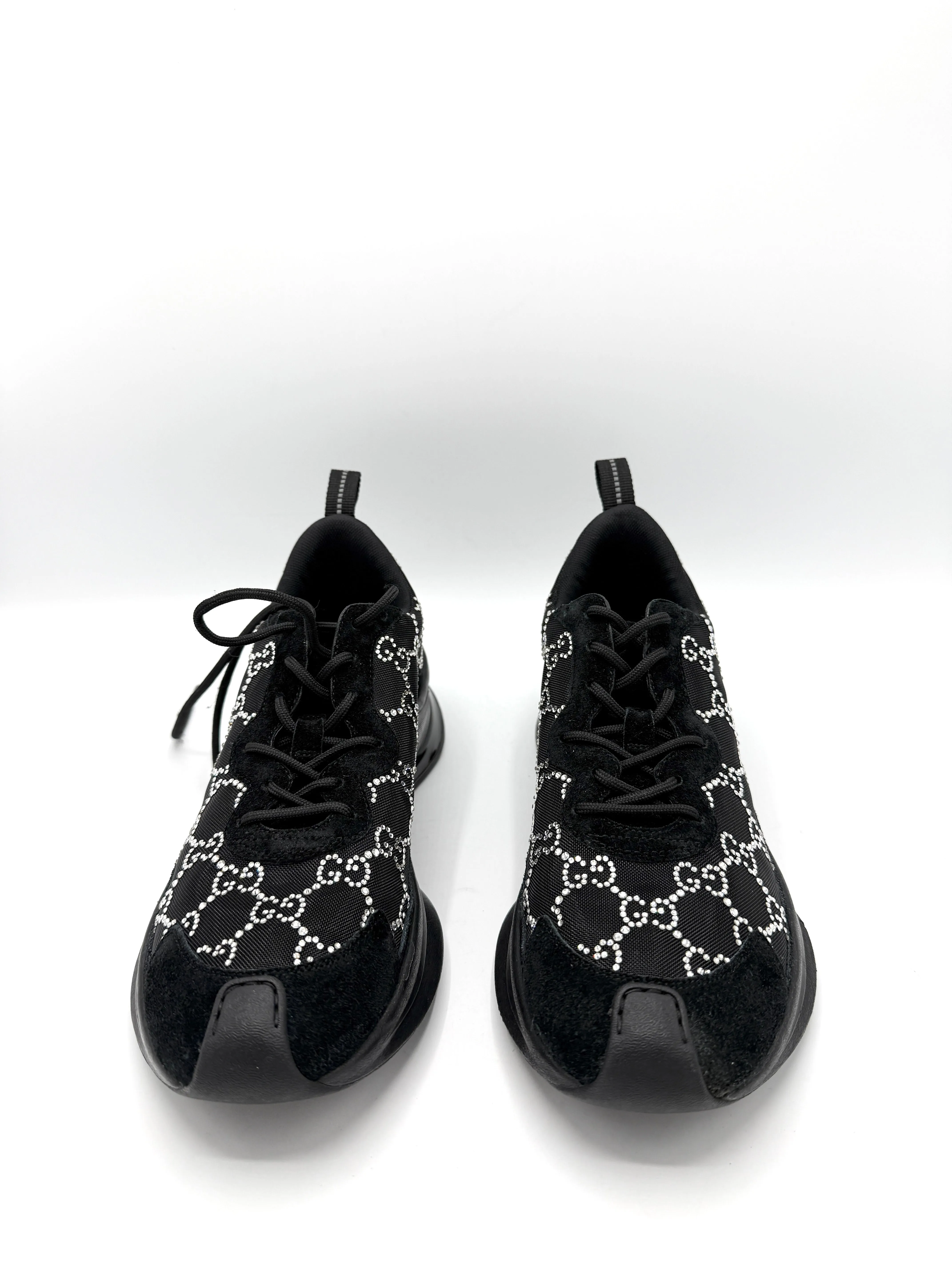 GG Crystal Embellished Black Sneakers