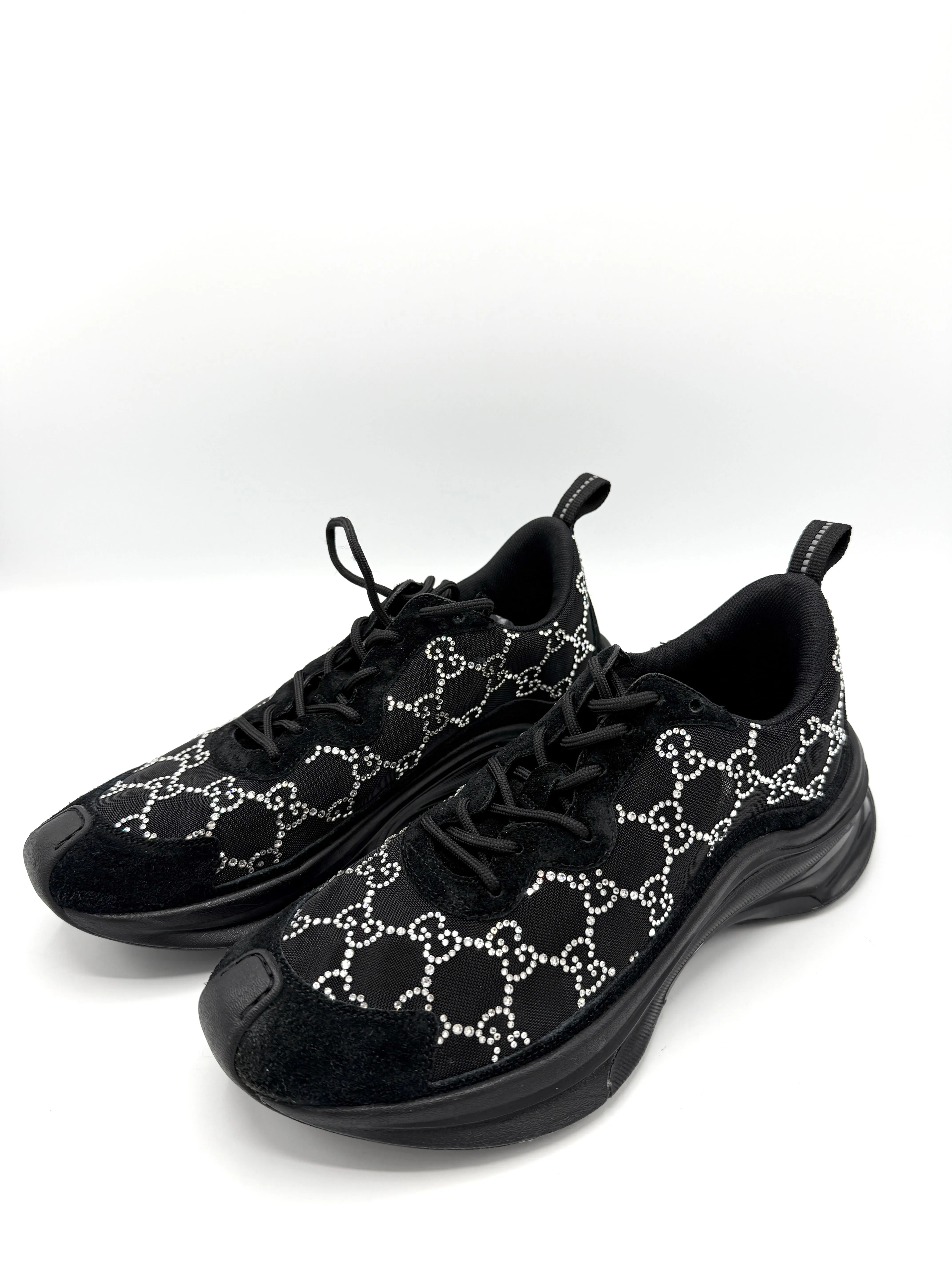 GG Crystal Embellished Black Sneakers