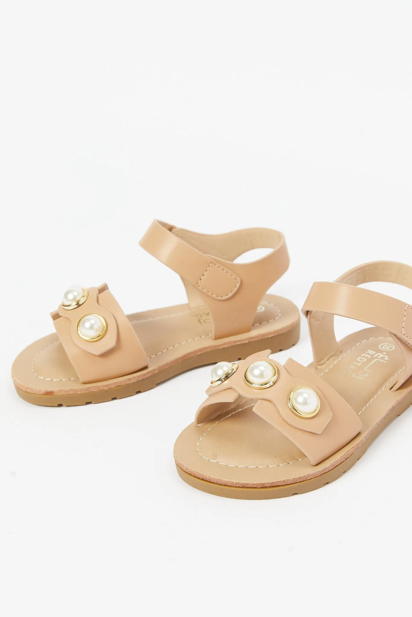 Girls Brown Pearl Detailed Sandal