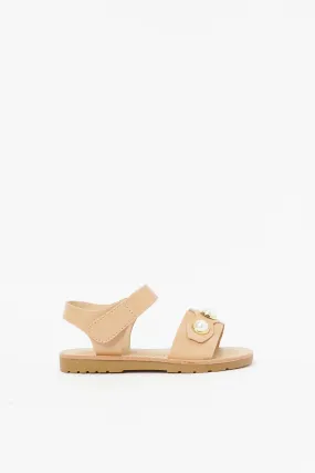Girls Brown Pearl Detailed Sandal
