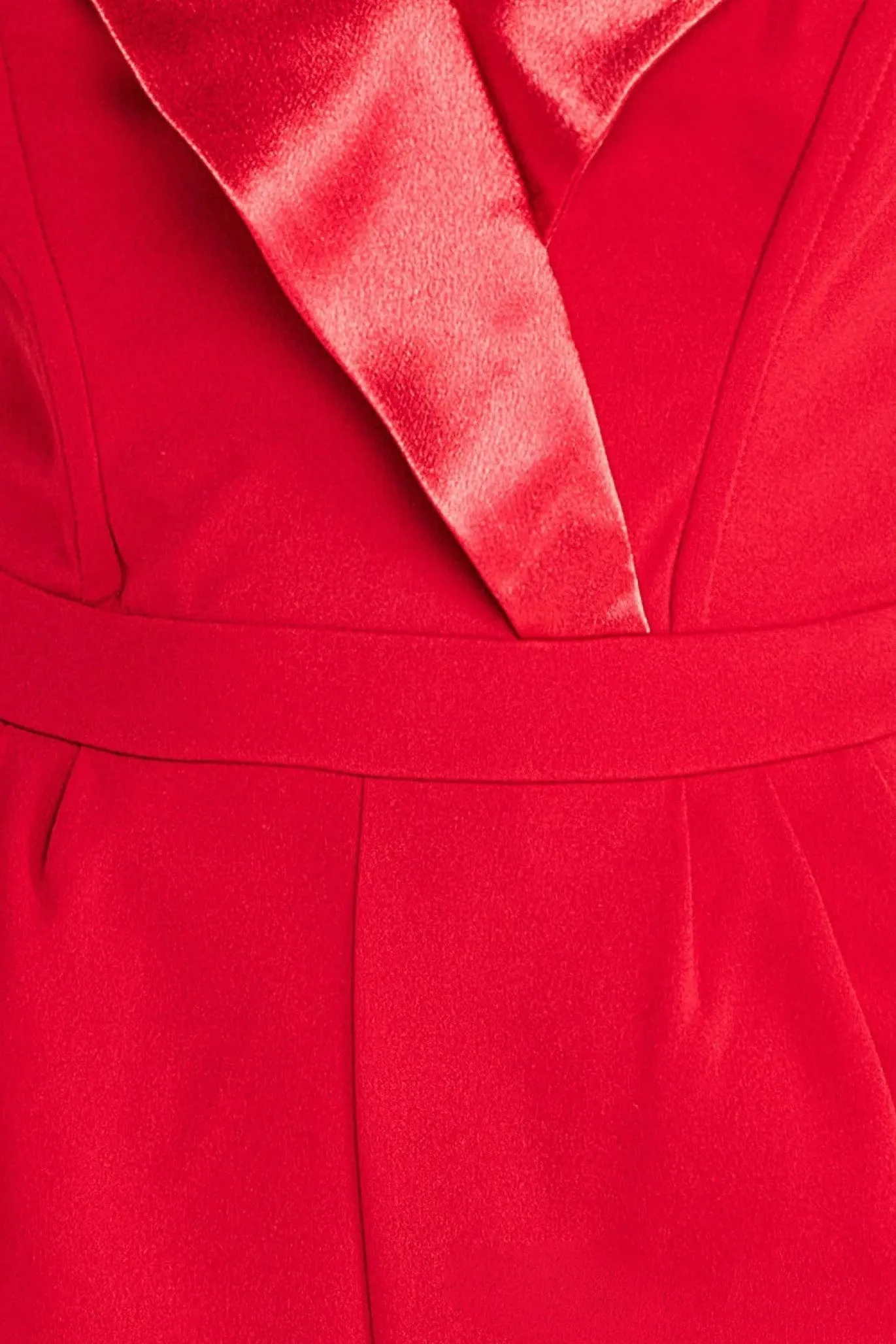 Goddiva Satin Collar Scuba Jumpsuit - Red