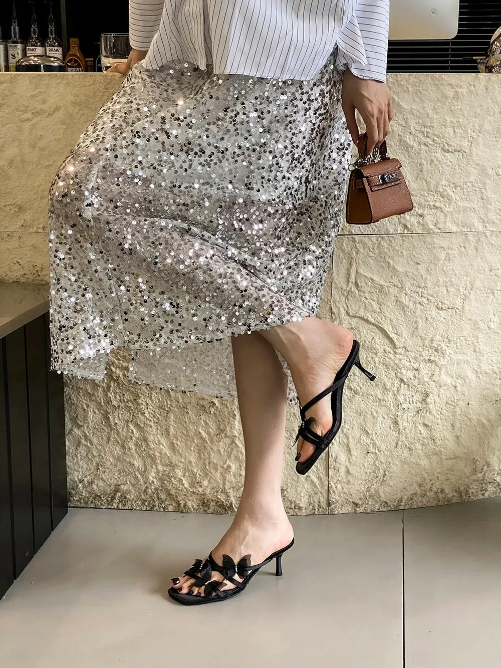 Hnzxzm Black White Women Sandals Slippers Open Toe Summer Dress Shoes Thin High Heels Butterfly Design Wedding Pumps Size 35-40 Fashion