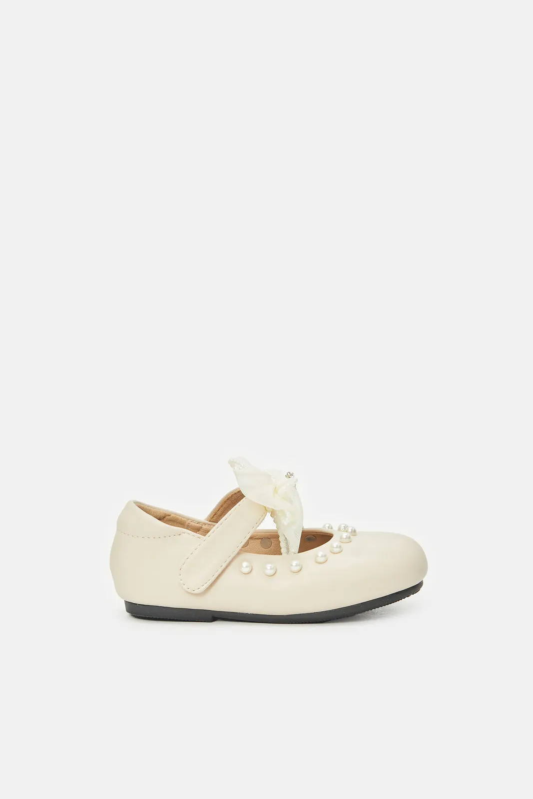 Infant Girls Beige Pearl Ballerinas