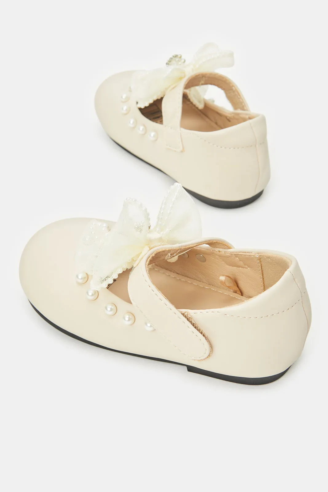 Infant Girls Beige Pearl Ballerinas