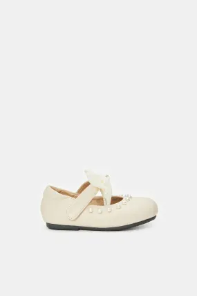 Infant Girls Beige Pearl Ballerinas