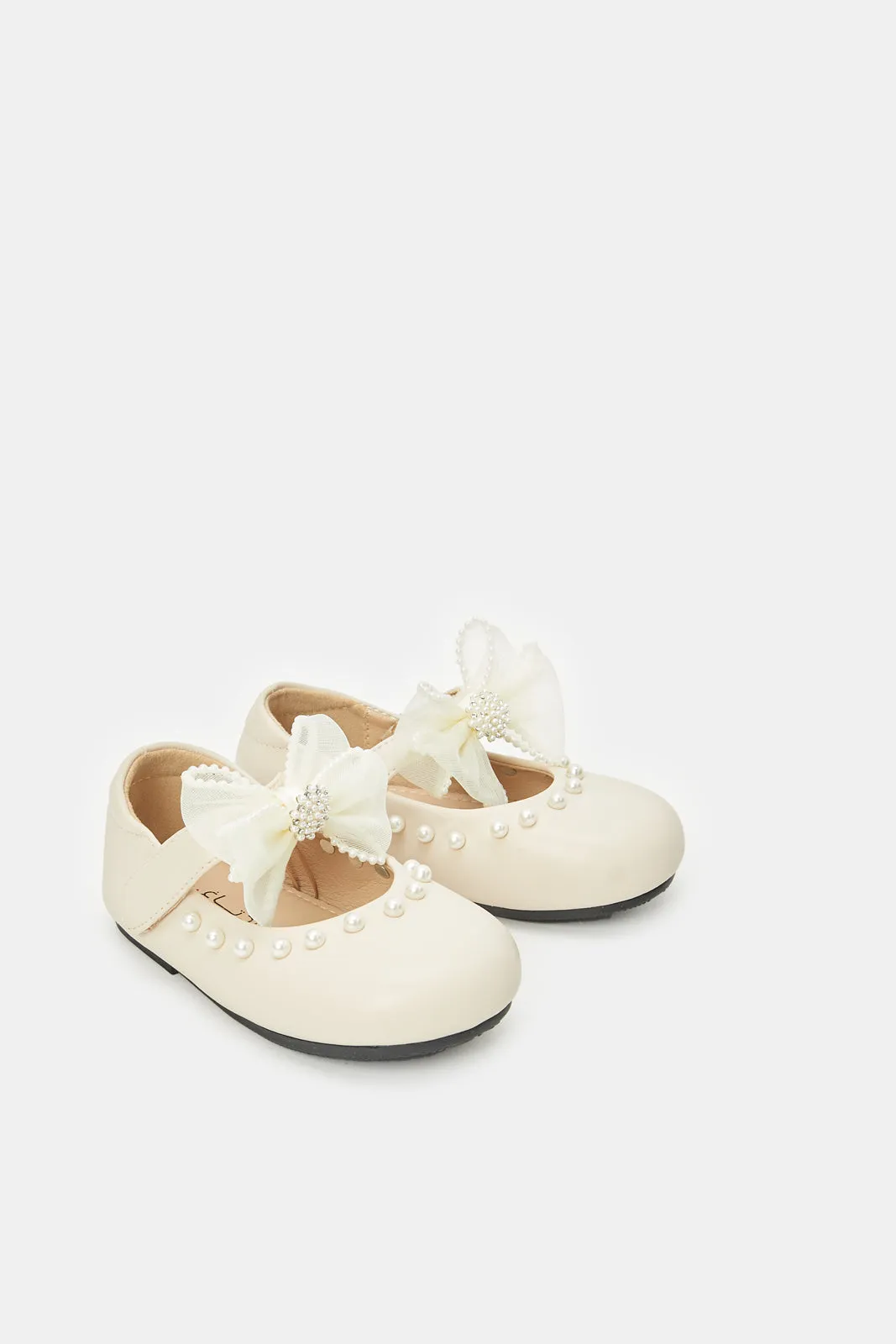 Infant Girls Beige Pearl Ballerinas