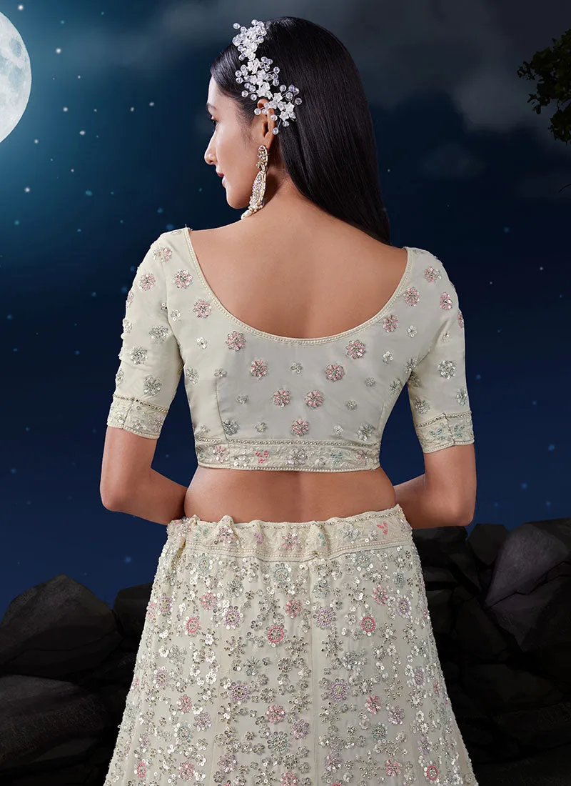 Ivory White Multi Embroidery Designer Wedding Lehenga Choli