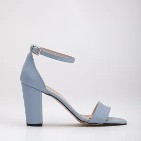 Jess - Light Blue Open Toe Block Heels