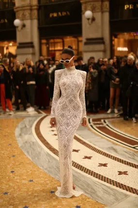 Julie  Elegant High Neck Long Sleeves White Wedding Dress