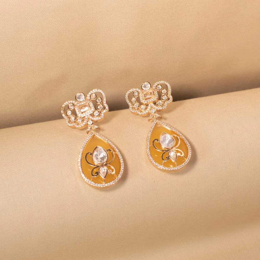 Kesariya Luxury Necklace Set -Clear - Pratha Collection