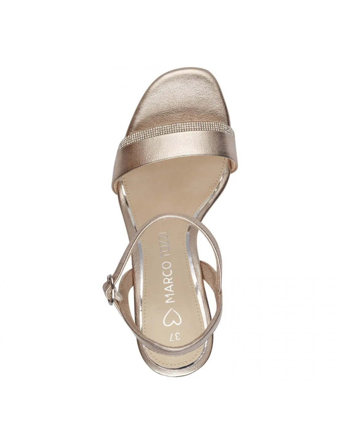 Marco Tozzi  Platinum Ankle Strap Heels