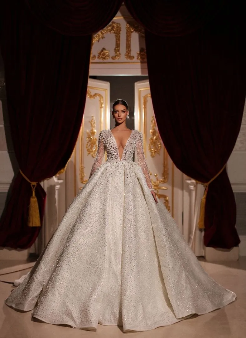 Maxine Long Sleeves White Wedding Dress