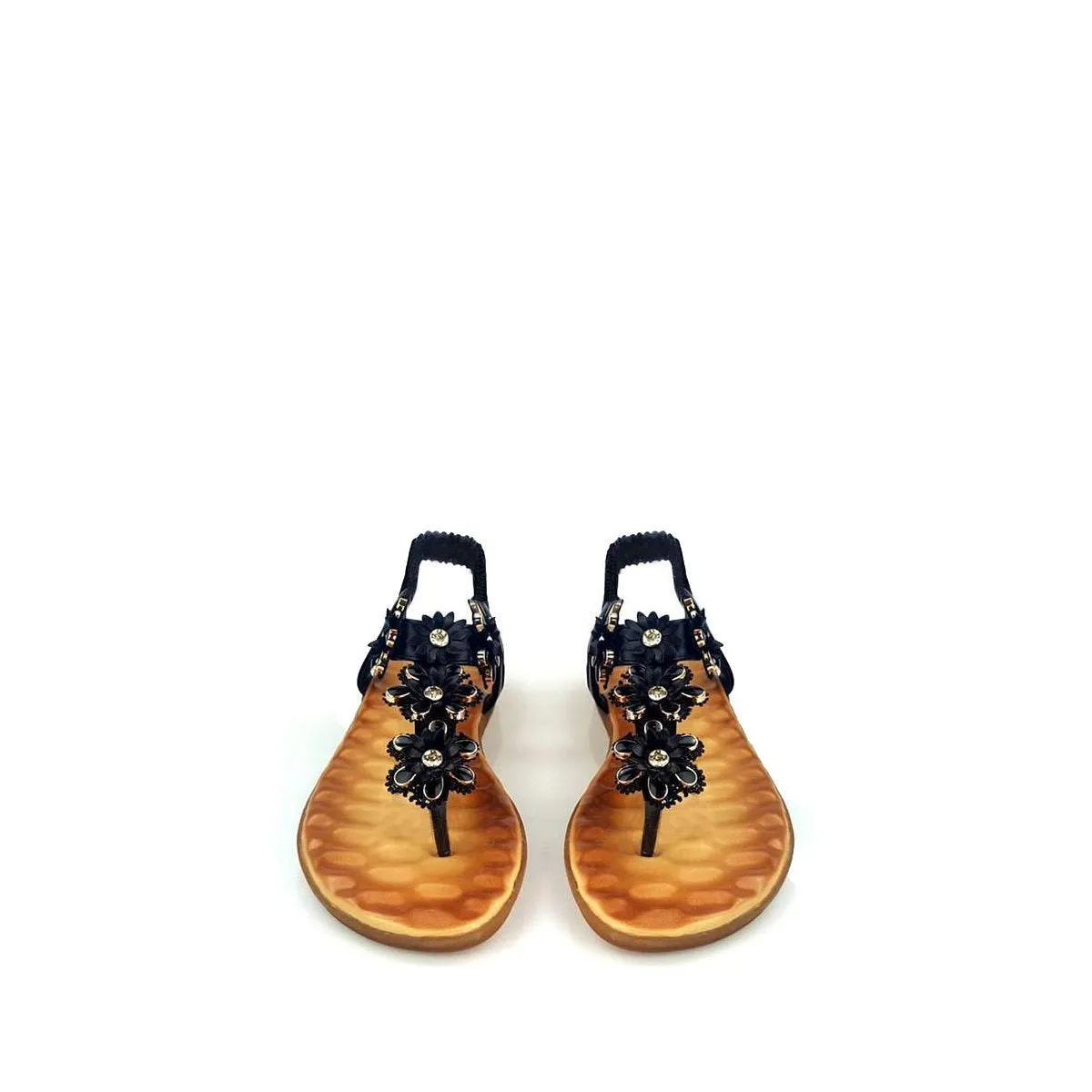 Nairi T-Bar Floral Embellished Toe Post Sandal