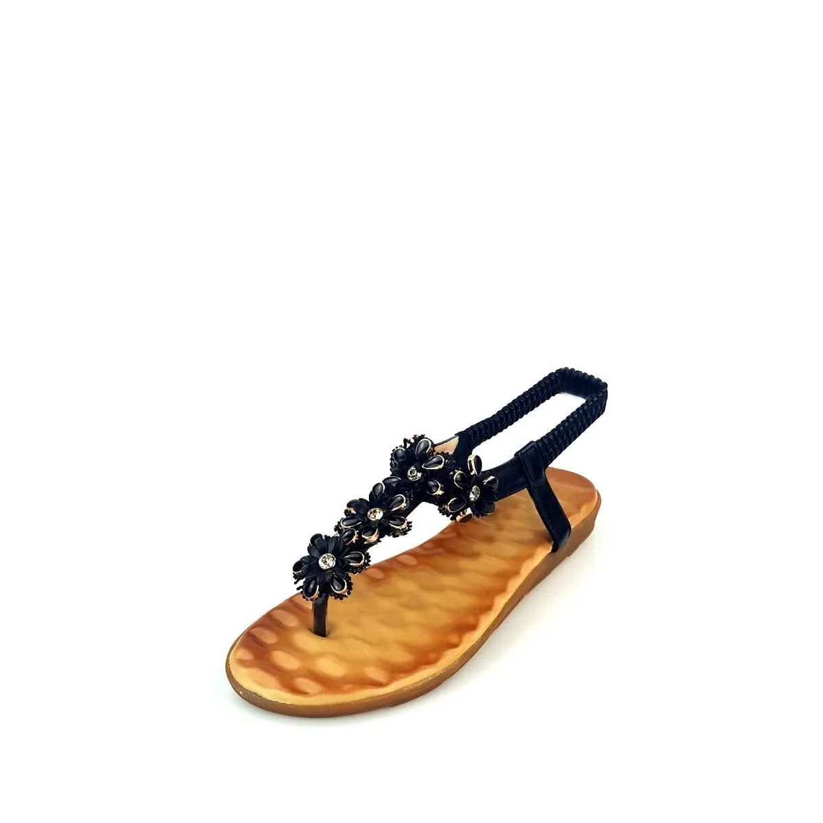 Nairi T-Bar Floral Embellished Toe Post Sandal