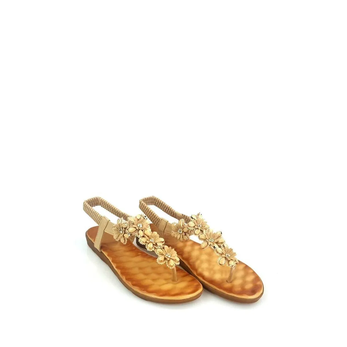 Nairi T-Bar Floral Embellished Toe Post Sandal