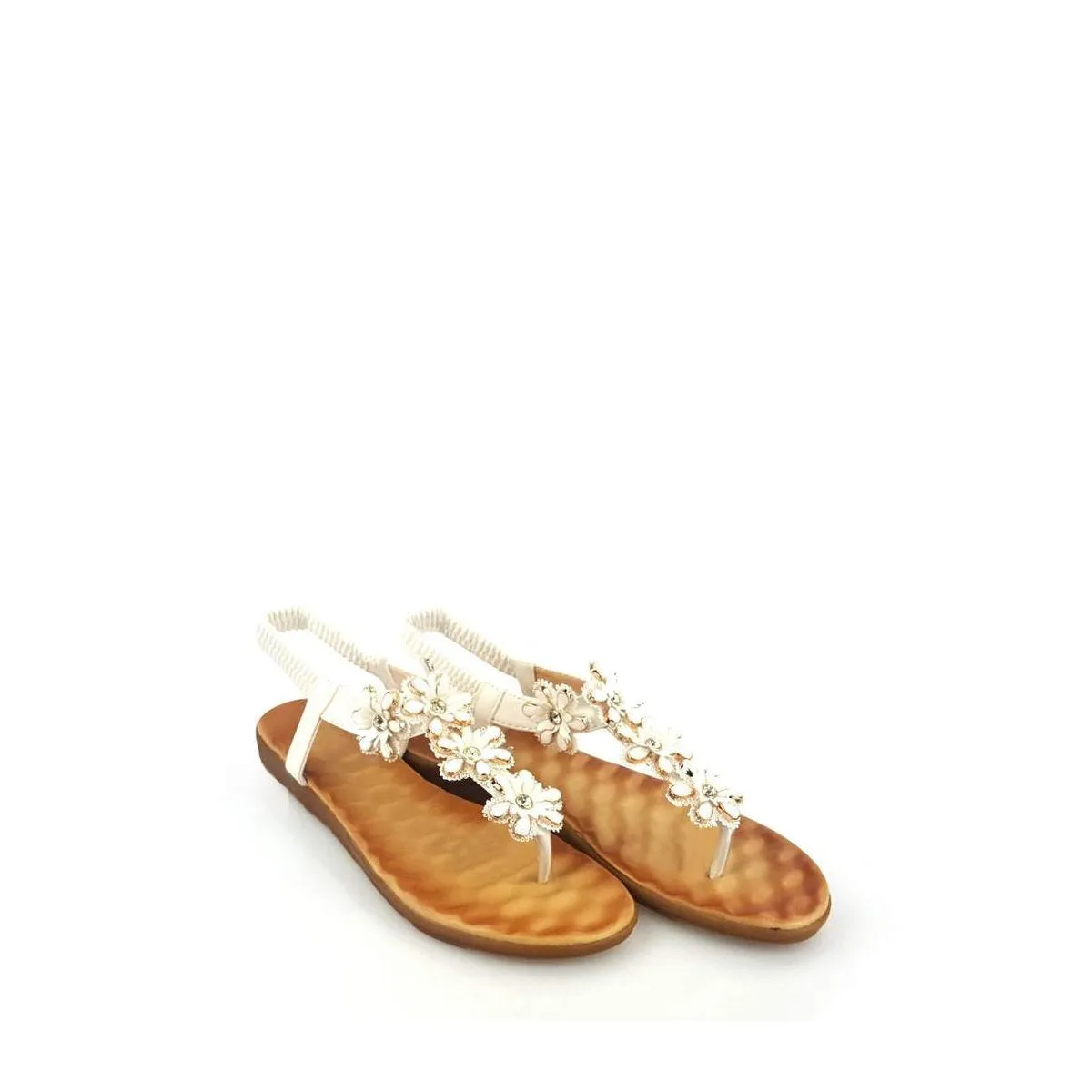 Nairi T-Bar Floral Embellished Toe Post Sandal