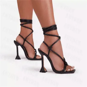 New Women's Sandals Gladiator Shoes 2021 Summer Sexy Peep Toe High Heels Women Dress Party Wedding Pumps Female Heels Sandals