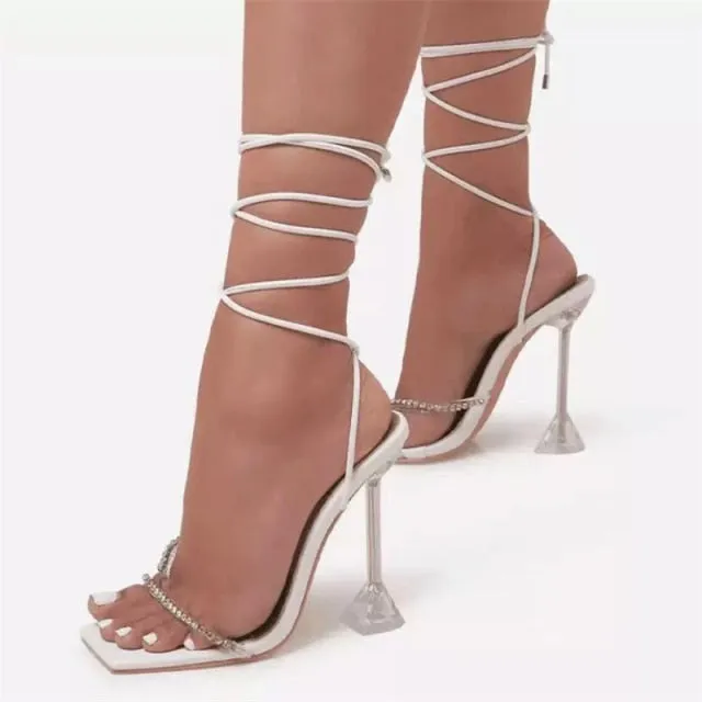 New Women's Sandals Gladiator Shoes 2021 Summer Sexy Peep Toe High Heels Women Dress Party Wedding Pumps Female Heels Sandals