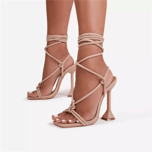 New Women's Sandals Gladiator Shoes 2021 Summer Sexy Peep Toe High Heels Women Dress Party Wedding Pumps Female Heels Sandals