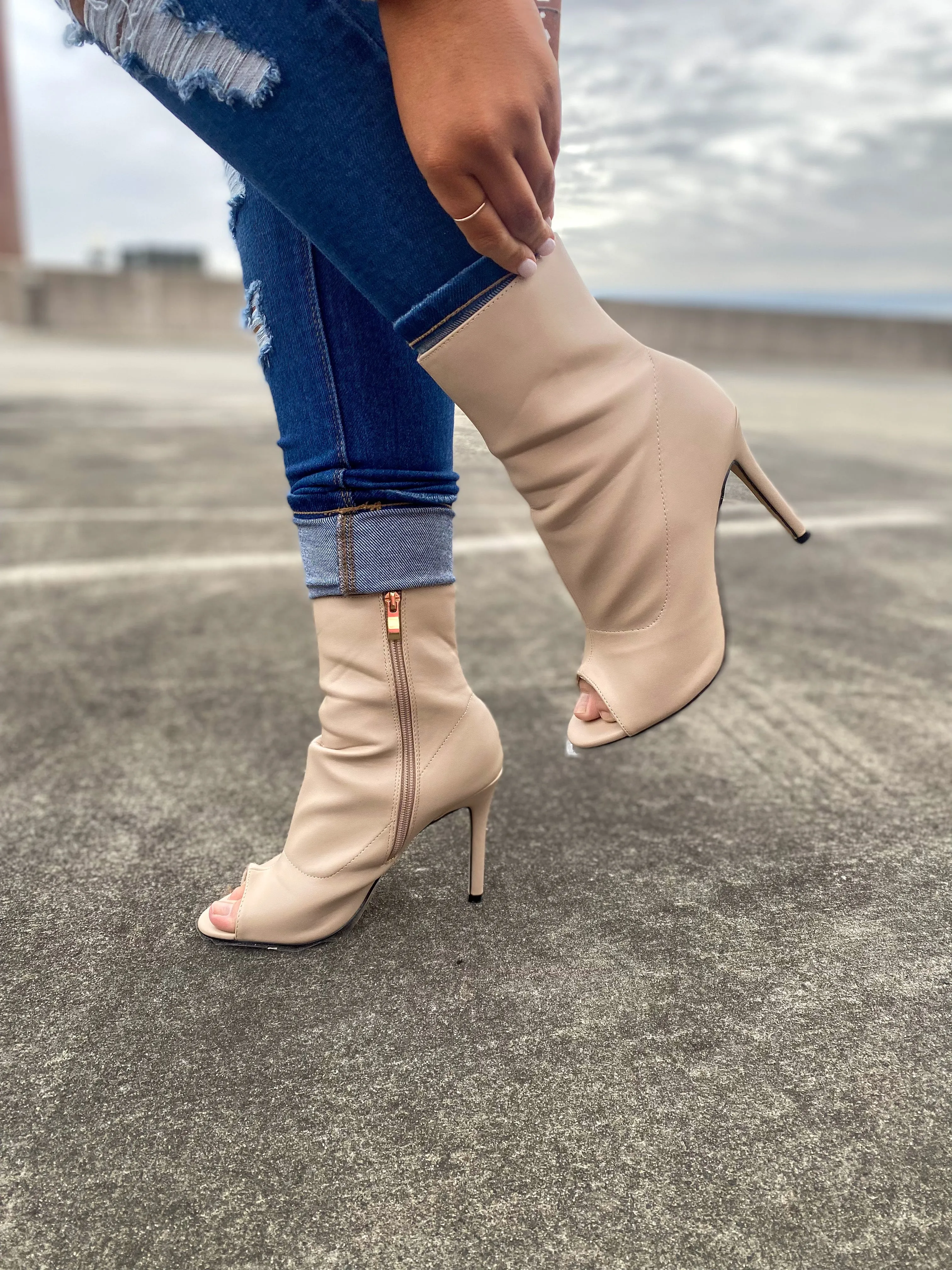 Nude Open Toe Heel