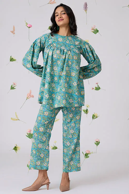 Okhai "Solitude" Handblock Printed Pure Cotton Top Pants Set