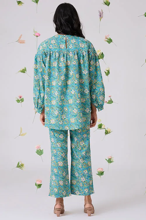Okhai "Solitude" Handblock Printed Pure Cotton Top Pants Set