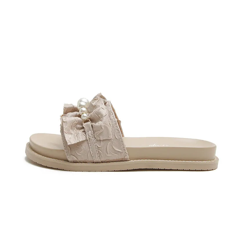 Owlkay Fold Pearl Platform Slippers