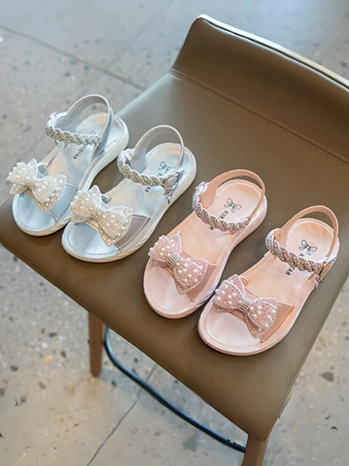 Pampered Princess Pearl Bow Sandals By Liv and Mia