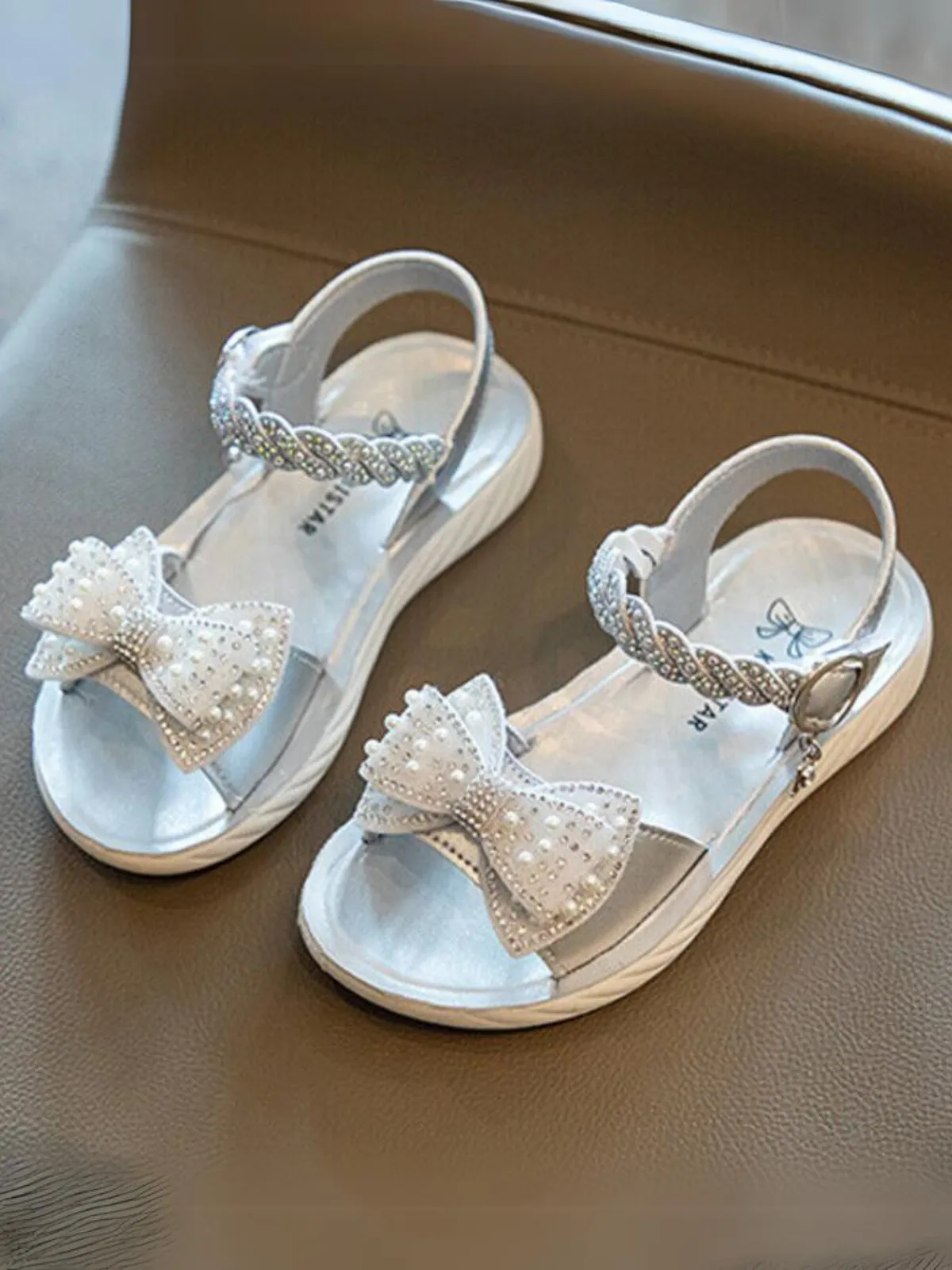 Pampered Princess Pearl Bow Sandals By Liv and Mia