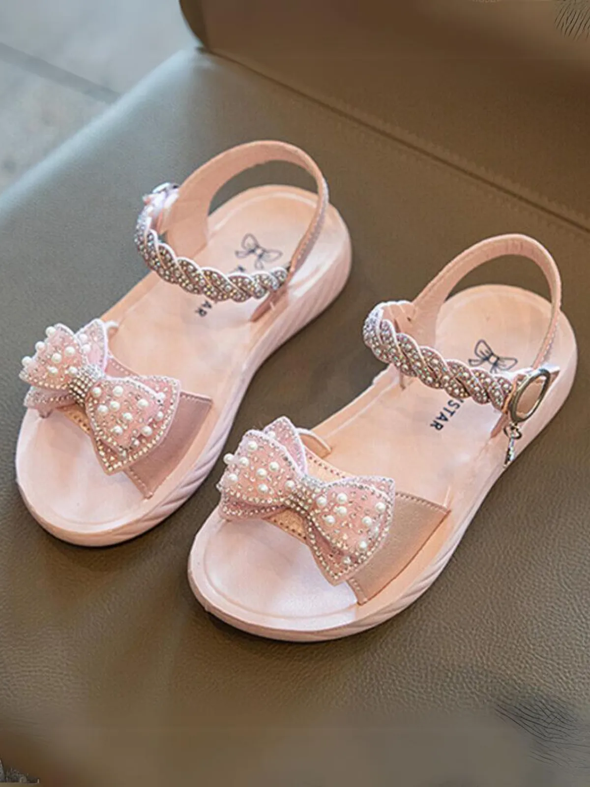 Pampered Princess Pearl Bow Sandals By Liv and Mia