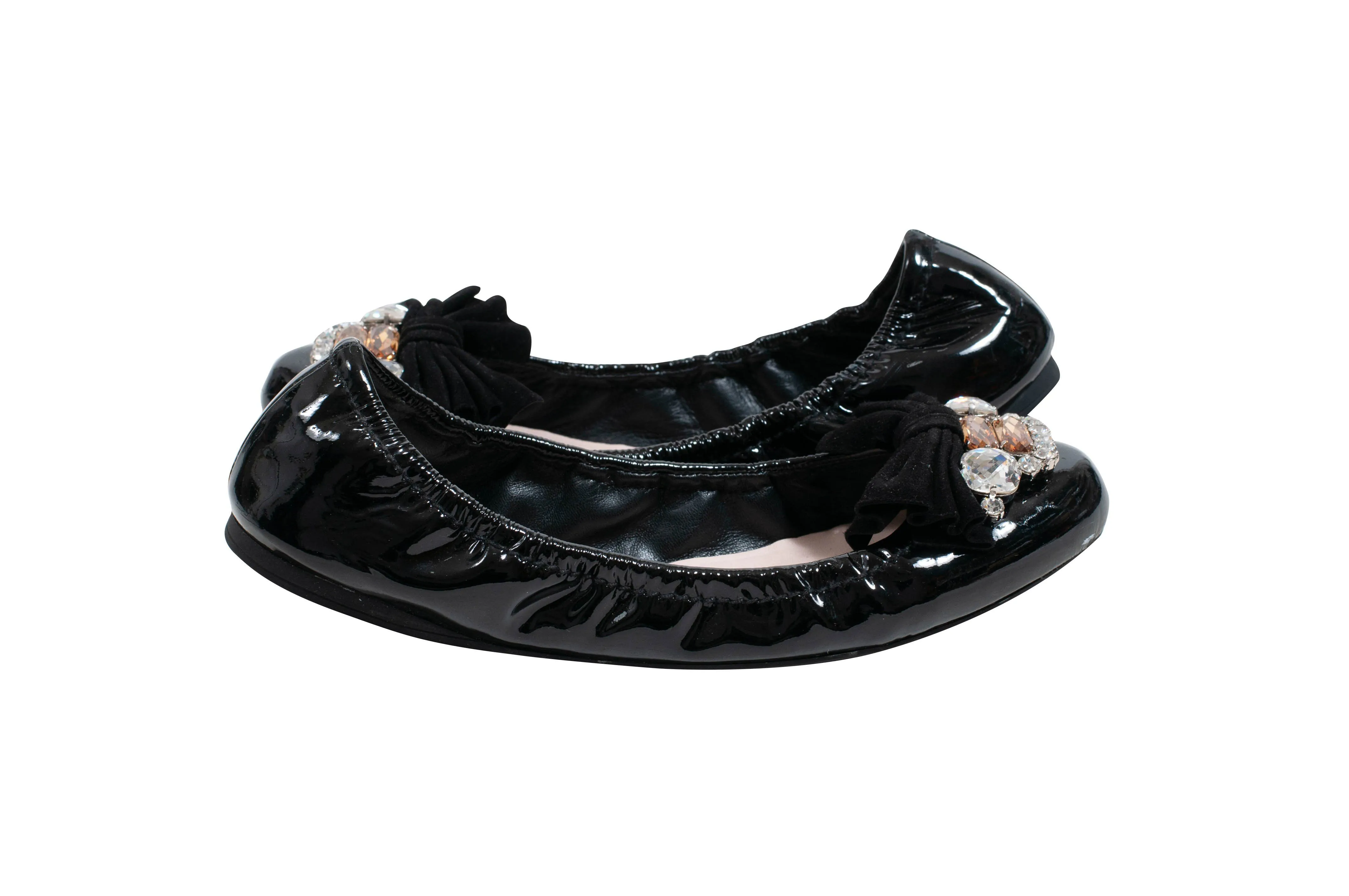 Patent Leather Crystal Embellishments Ballet Flats