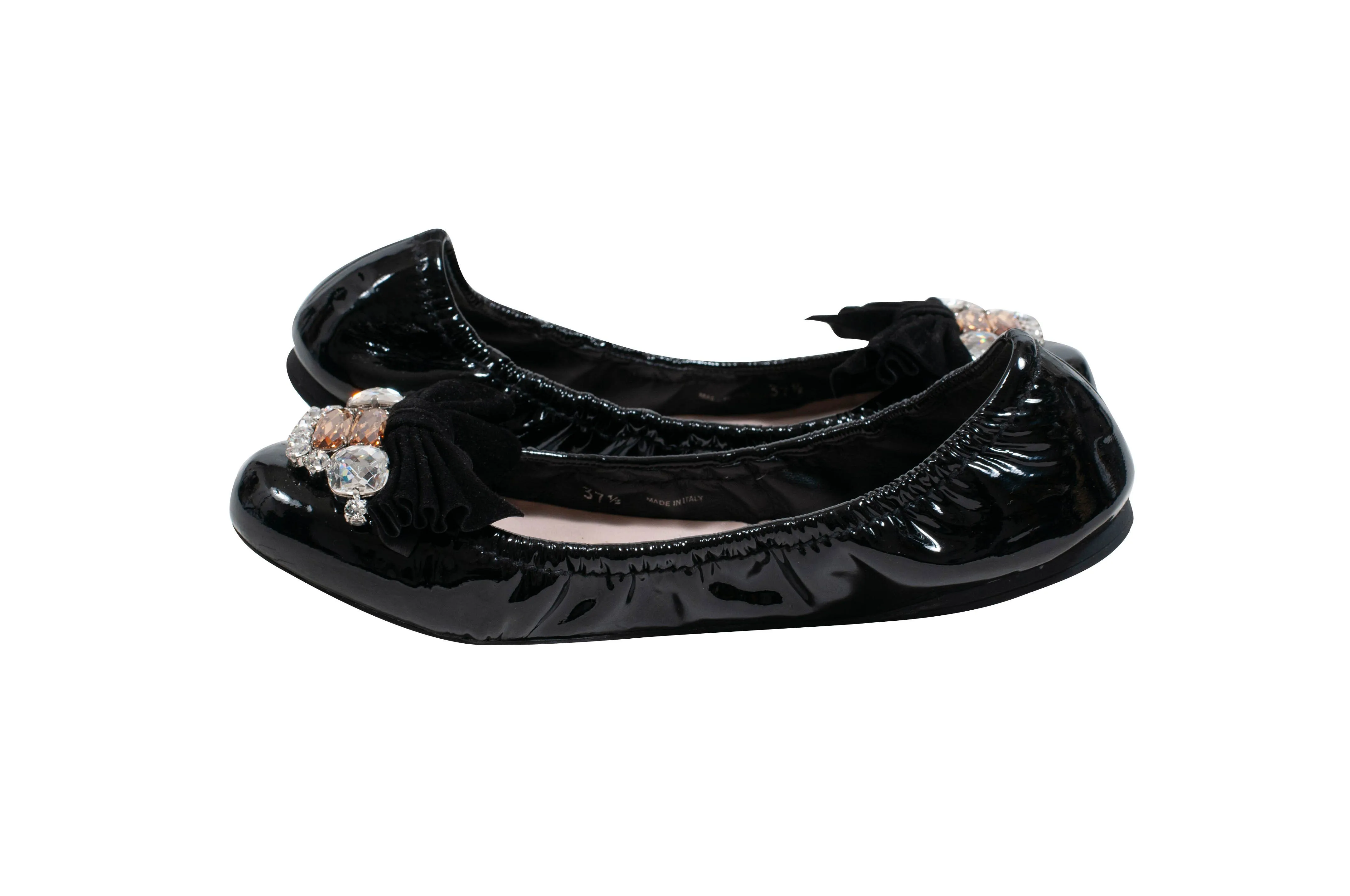 Patent Leather Crystal Embellishments Ballet Flats