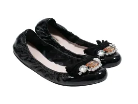 Patent Leather Crystal Embellishments Ballet Flats